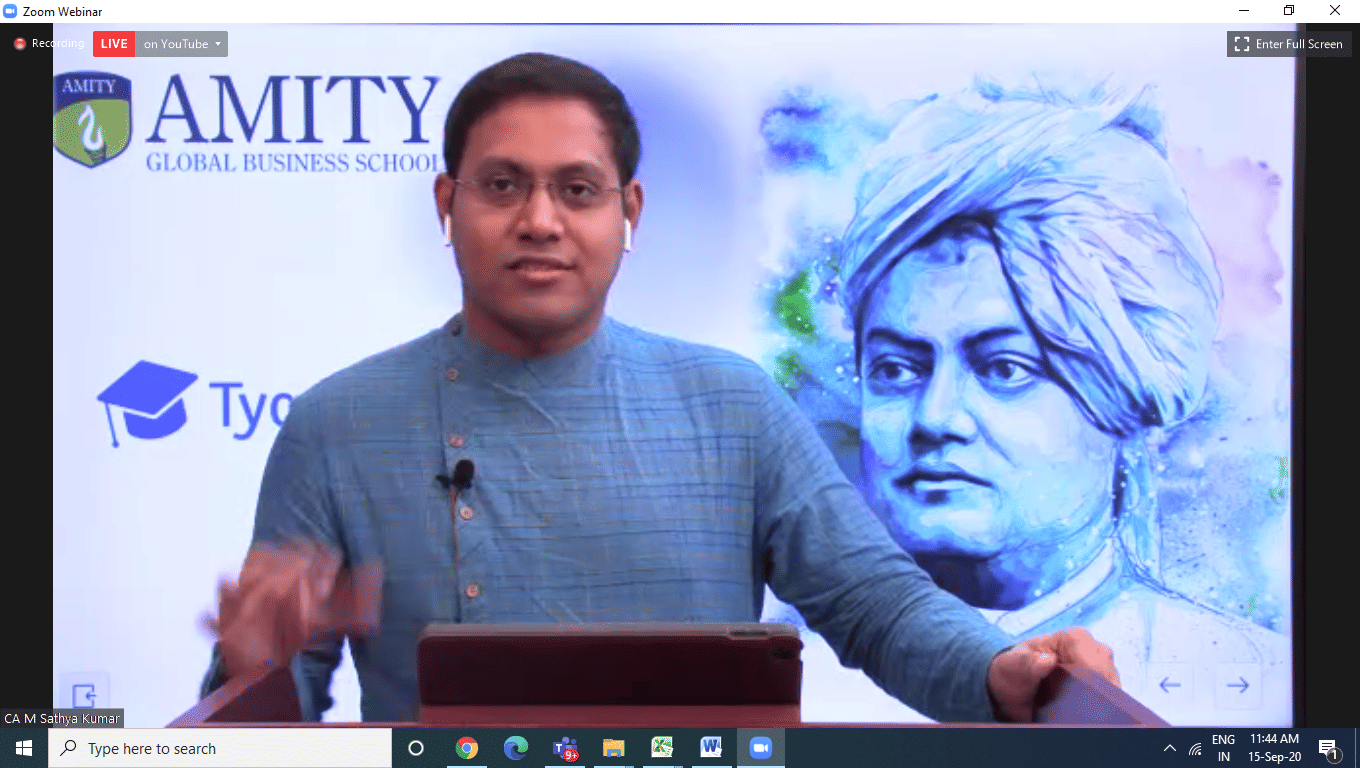 Amity Global Business School Chennai Motivational Talk by CA M Sathya Kumar photo 1